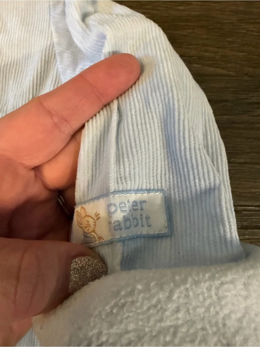 Vintage Peter Rabbit Beatrix Potter Light Blue Corduroy Jumpsuit Size 6/9 Month